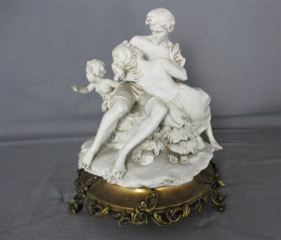 Large Porcelain statue Figurine  Porcelain  Bisque  Couple Eros Vintage Gorgeous