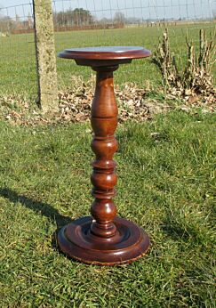 Vintage Dark Carved Wood Pedestal Display Table Plant Stand 22.24"
