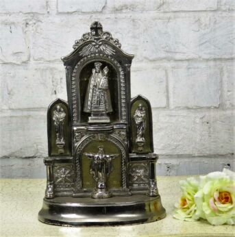 Our Lady of Montaigu Vintage Virgin Mary Madonna with Child Spelter Chapel