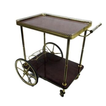 Bar Cocktail Tea Entertainment Cart Trolley Kitchen Island Veneer Retro Funky