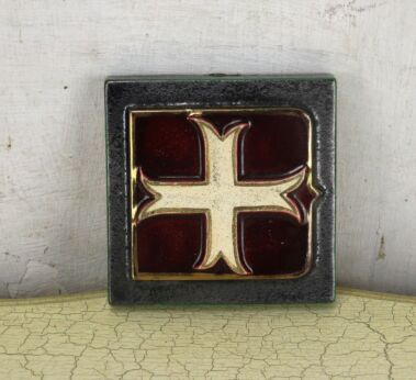 Small Mid Century Modern Ceramic Modernist Crucifix Basic Marked Rigo Lillois