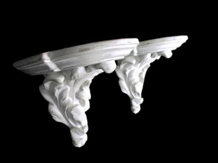 Pair Small Vintage Corbels Consoles Reclaimed Architectural White Plaster