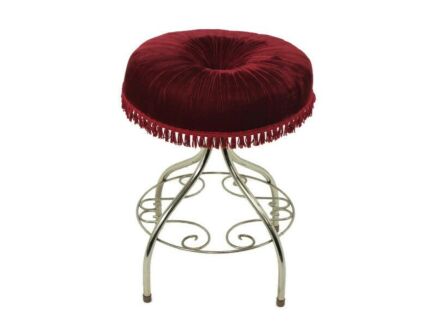 Piano Bench Chair Stool Hollywood Regency Red Velvet Chrome Stylish
