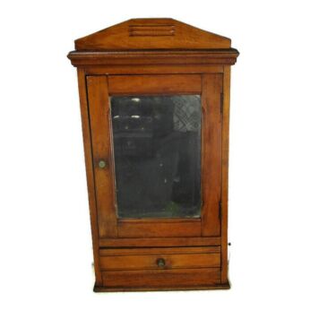 Vintage Ornate Wooden Kitchen Apothecary Wall Cabinet Beveled Glass Mirror