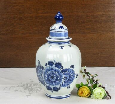 Lovely Hand Painted Delfts Delft Blue Holland Vase Urn Marked Flowers 11.02"