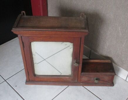 Vintage French Wood Medicine Wall Cabinet Apothecary Drawer Rare Art Deco