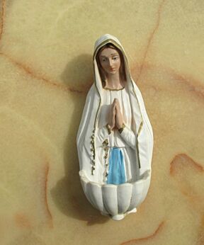 Vintage Holy Water Font Resin Virgin Mary Church Wall Hanging Lovely Catholic