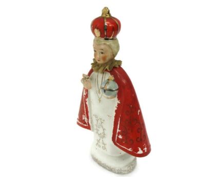 Small Porcelain Statue Infant of Prague Infant Jesus Santo Nino Jesus Christ Infant Child 7.67"