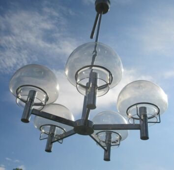 Vintage Sciolari Chrome Amber Glass lights Mid Century Stunning