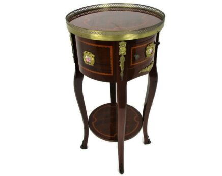 Marquetry Nightstand Table Hall Cabinet Pedestal Medallions French Empire WOW