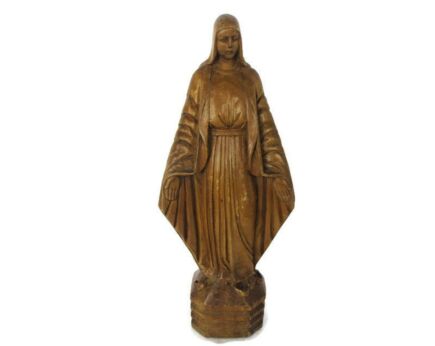 Hand Carved Wooden Statue Virgin Mary Our Lady Madonna Open Arms Lovely