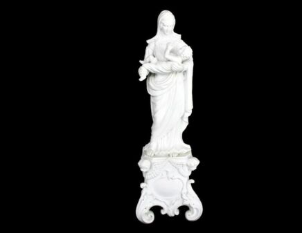 Large French Antique 1900 Bisque Statue Virgin Mary Our Lady Infant Jesus Exquisite 18.5"