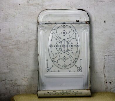 Vintage French Tin Enamel Spoon Rack Blue White Rustic Home Kitchen Decor
