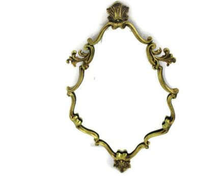 Gorgeous Ornate Oval Brass Wall Hanging Mirror Romantic Hollywood Regency
