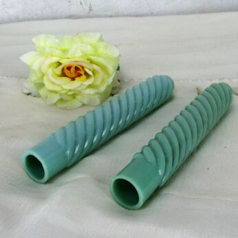 pair Antique Custard Swirled Glass Bobeche Candle Chandelier Sleeves Covers