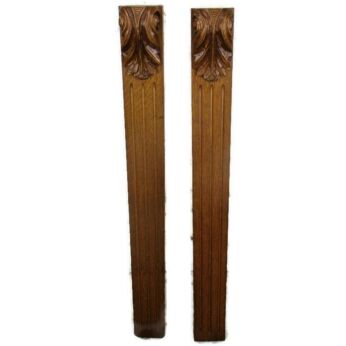 2 pieces Antique French Carved Oak Reclaimed Architectural Trim Pediment Salvage
