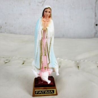 Vintage Miniature Mini Statue Our Lady Fatima Portugal Resin Doves HTF Sweet