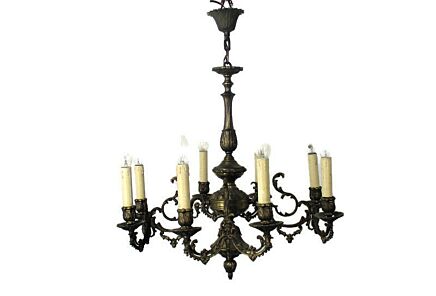 8 Arms Lights Ornate Chandelier Lamp Pendant Hollywood regency Mid Century Brass