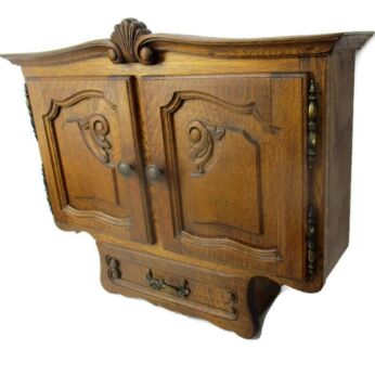 Mid Century Modern Wood Oak Kitchen Apothecary Medicine Bathroom Wall Cabinet