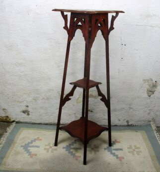 Large Art Nouveau Ornate 3 Tier Pedestal Table Plant Stand Side Table 42.51"