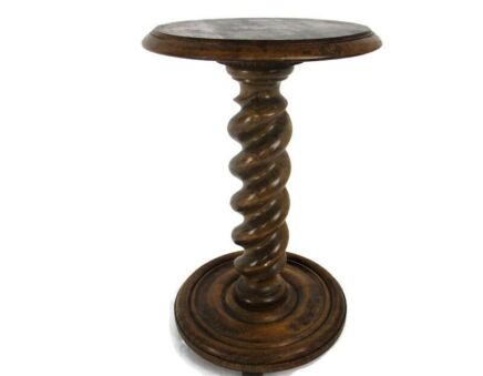 Hand Carved Wood Barley Twist Side Display Wine Table Pedestal Plant Stand 19.68"