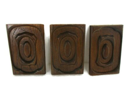 3 Small pieces Antique French Carved Oak Reclaimed Architectural Trim Pediment Salvage Wood