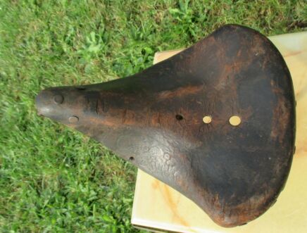 Vintage Antique Leather Spring Brown 218 saddle Bicycle Motorcycle Authentic