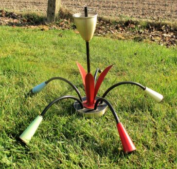 Lovely 1950s 60s Vintage Italian 5 arm Spider Chandelier era Stilnovo Sputnik