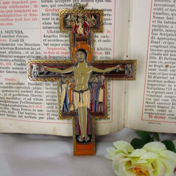 San Damiano Crucifix Jesus Christ Saints IHS Nazare Jesus of Nazareth Enamel
