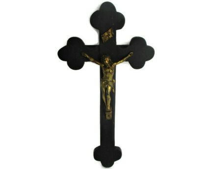 Ornate Hanging Wall Crucifix Cross Brass Corpus Wooden Crucifix  Jesus Christ Corpus Christi Vintage 13.77"