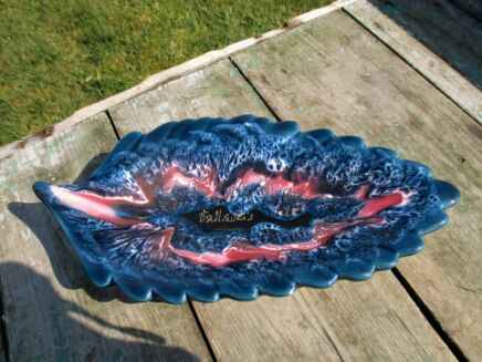 Vintage French Vallauris Leaf Serving Plate Platter Centerpiece Fruit dish