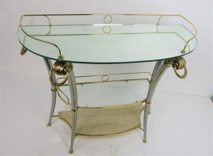 Demi Lune Wall Console table Ornate Marble and Mirrored Glass tops Stylish WOW