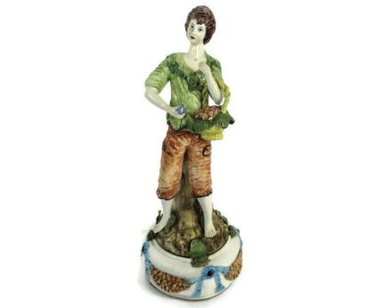 Large Figurine Statue ceramic  Flower Boy Capodimonte Style Lovely XL Polychrome
