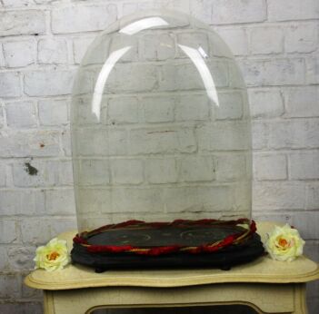 L Antique Victorian Oval Hand Blown Glass Globe Dome Doll Clock 20.07" H 14.96"W