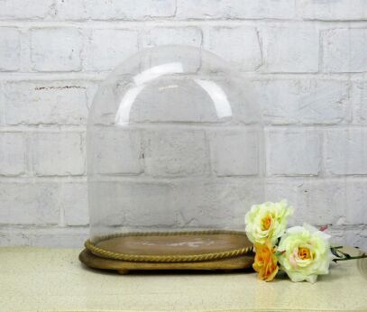 Vintage Oval Hand Blown Glass Dome Globe Mantel Clock Steampunk Doll 12.20"