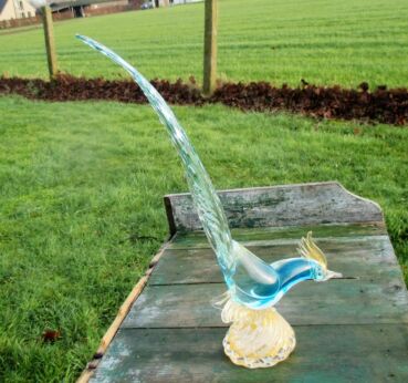 Rare 50s Large Murano Ercole Barovier Bird Gold Flecks 17.91" Gorgeous
