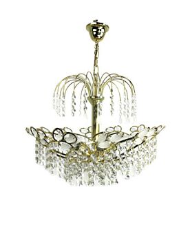 romantic Chandelier Prisms Palwa Style 80s 5 Lights Hollywood regency style