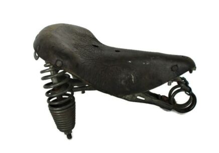 Vintage Leather Springs Saddle Bicycle Bike Seat Lamplugh Paris French Authentic Collector
