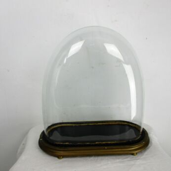 L Antique Victorian Oval Hand Blown Glass Globe Dome Clock Steampunk 18.3" x 16"