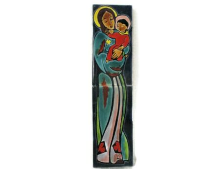 Retro Wall Plaque Virgin Mary Madonna Infant Child Wall Hanging Tiles Very Sweet