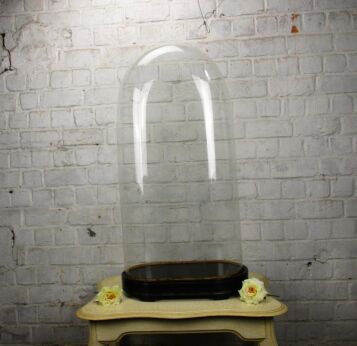 XXL Victorian Antique Oval Hand Blown Glass Dome Globe Mantel Clock doll 30.90"