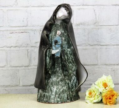Statue Flemish Pottery Majolica Madonna Virgin Mary Infant Child Piece of art