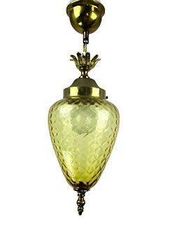 Amber Glass Light Bubbled Glass Pendant Shade Hollywood regency Mid Century