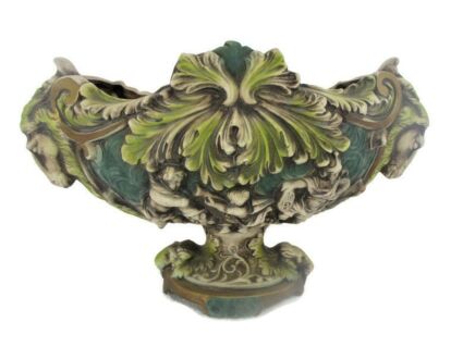 Capodimonte  Porcelain Italy Marked  Ramsheads Centerpiece Dish Angels Putti Vintage