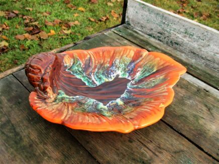 Vintage era Vallauris Shell shaped Serving Plate Platter Centerpiece Fruit dish