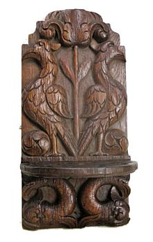 Hand Carved Wood Antique Pipe Rack Birds of Paradise Dolphins Gothic Lovely