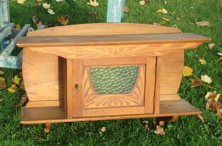 Antique arts&crafts Art Nouveau Medicine Kitchen Cabinet Apothecary Green Glass
