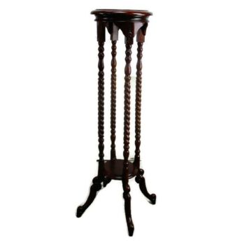 Vintage Barley Twist Carved wood Pedestal Display Side Table Plant Stand 2 Tier