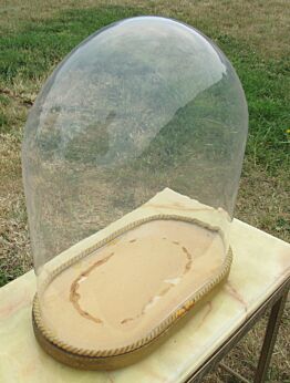 Antique  Oval Hand Blown Glass Dome Globe Mantel Clock Steampunk 13.7"