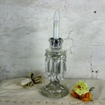 French Table Nightstand Lamp Prisms Baccarat style Working Gorgeous